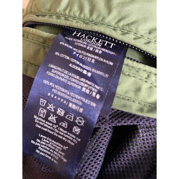 Hackett London Anorak Windbreaker Hooded Rain Jacket Olive Green Size S - Picture 6 of 7